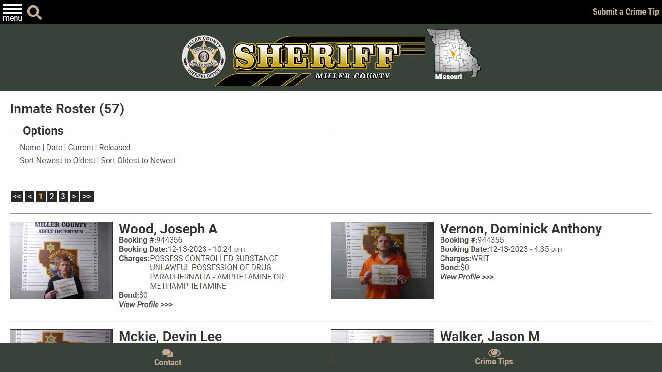 Current Inmates Booking Date Descending - Miller County Sheriff